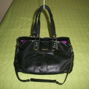 Coach Black Leather Ashley Carryall Handbag F15513